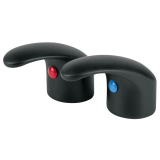 Juego de 2 manerales de palanca p/lavabo negro mate