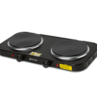 Parrilla eléctrica doble quemador tipo disco negra