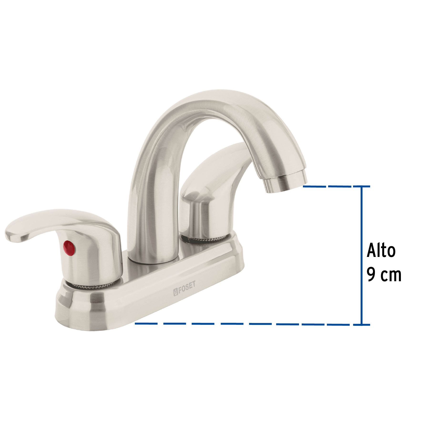 Mezcladora satín 4" para lavabo nariz curva palanca - Imagen 4