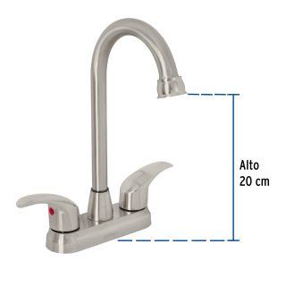 Mezcladora satín 4" para lavabo tipo bar palanca