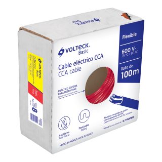 Rollo de 100 metros de cable THW CCA 8 AWG rojo