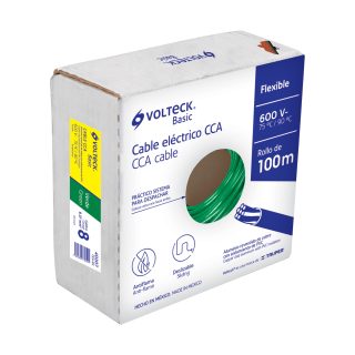 Rollo de 100 metros de cable THW CCA 8 AWG verde