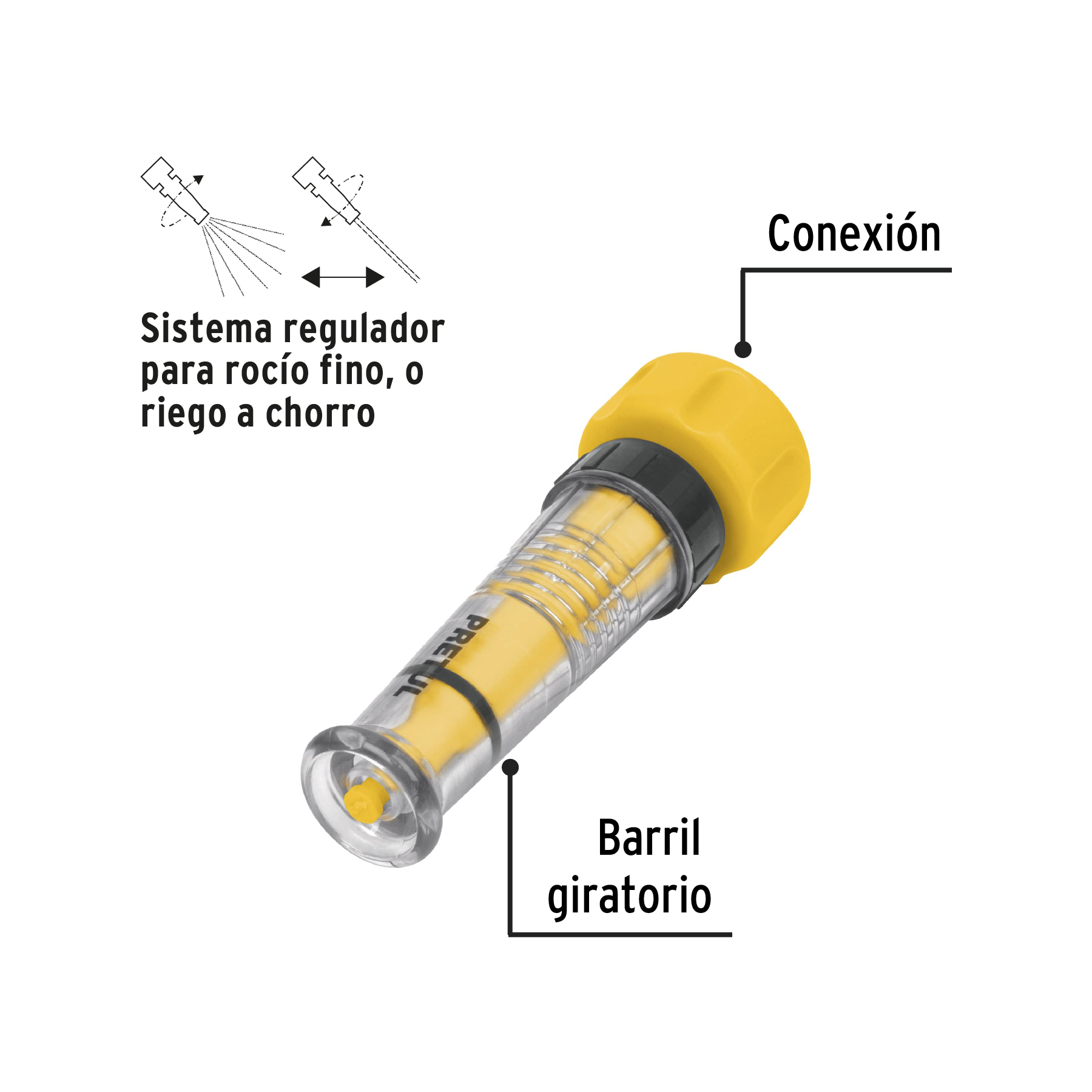 Chiflón 4" de plástico para manguera Pretul - Imagen 3