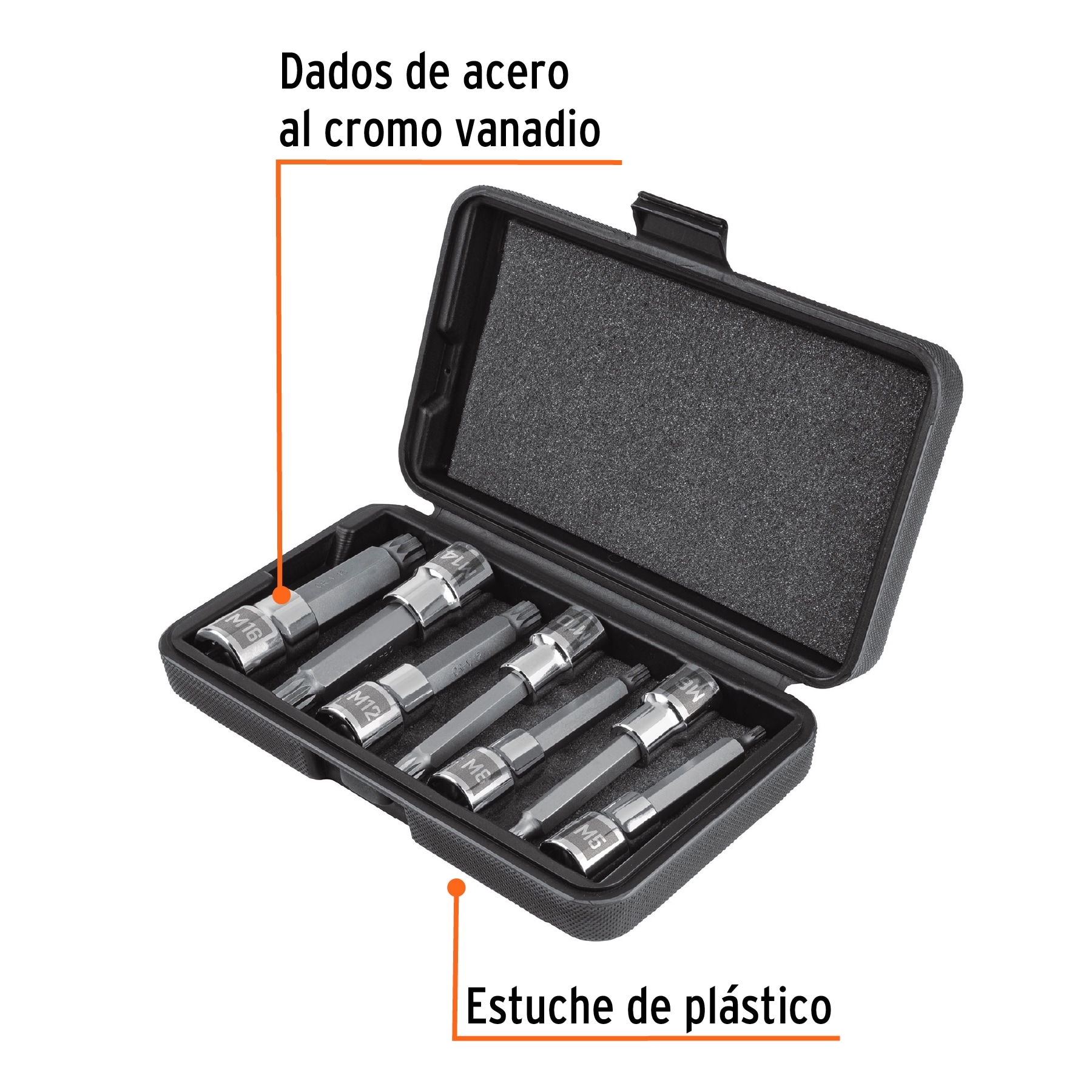 Juego de 7 dados raíz 1/2" punta larga bristol - Imagen 4