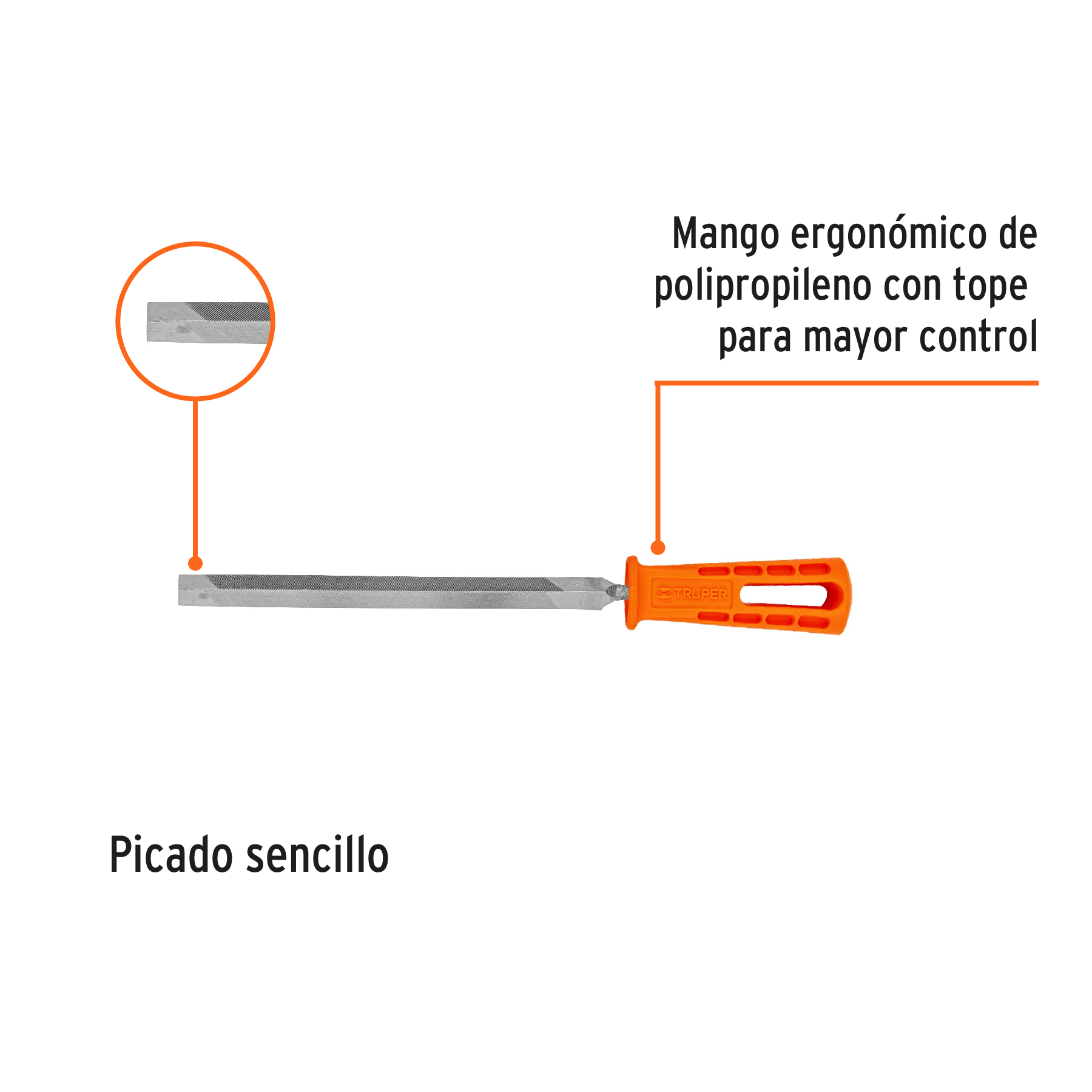 Lima triángulo pesado 8" 32 dpp con mango Truper - Imagen 2
