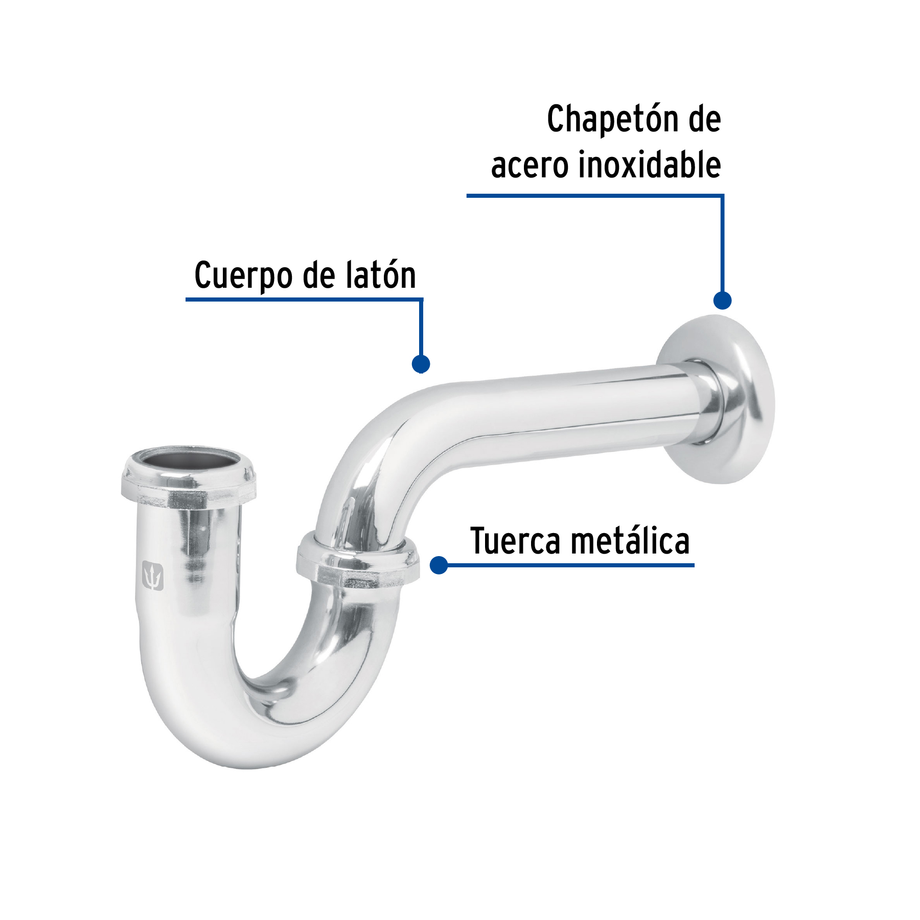 Céspol 1-1/4" sin contra latón cromo para lavabo - Imagen 4