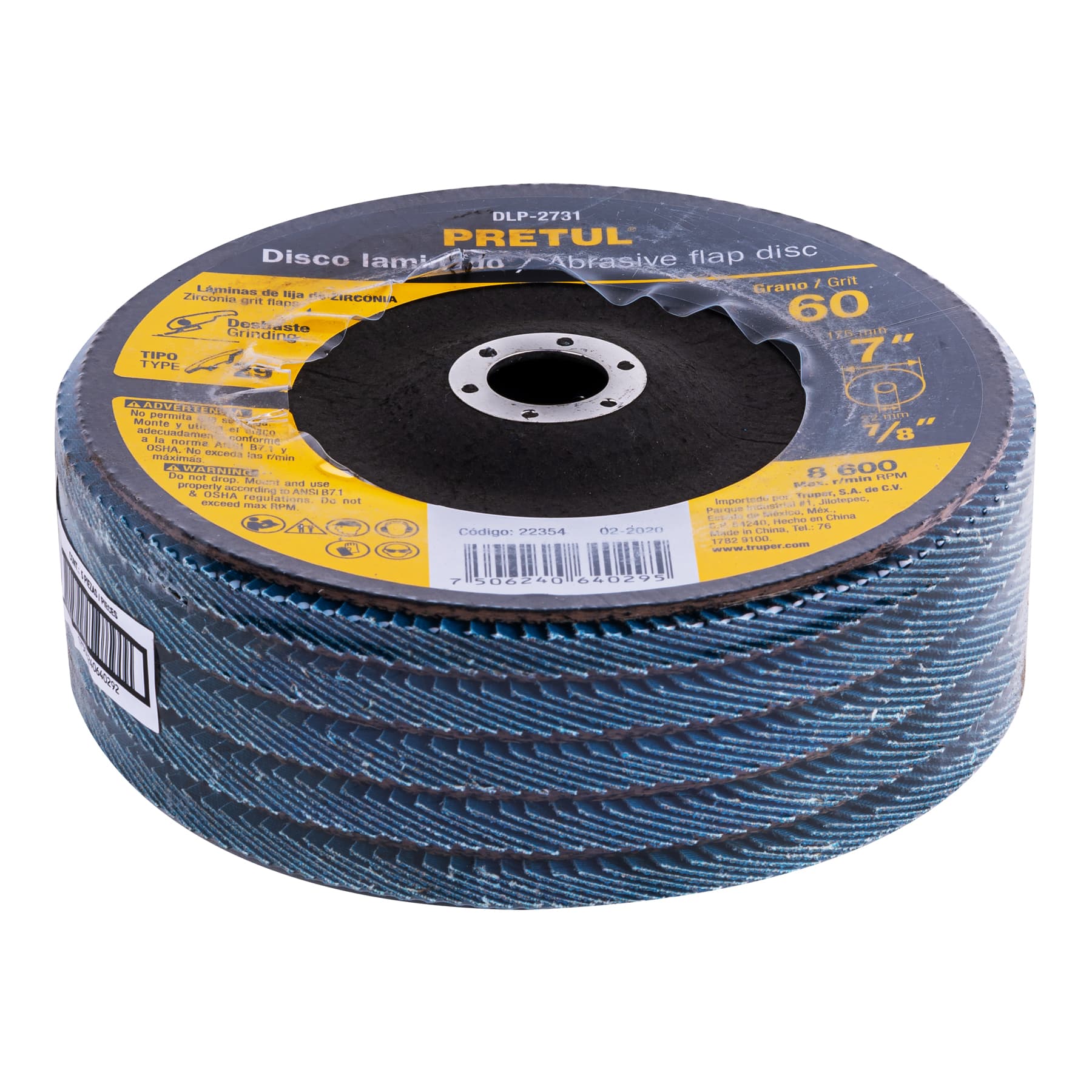 Disco 7" laminado grano 60 centro 7/8" Pretul - Imagen 2