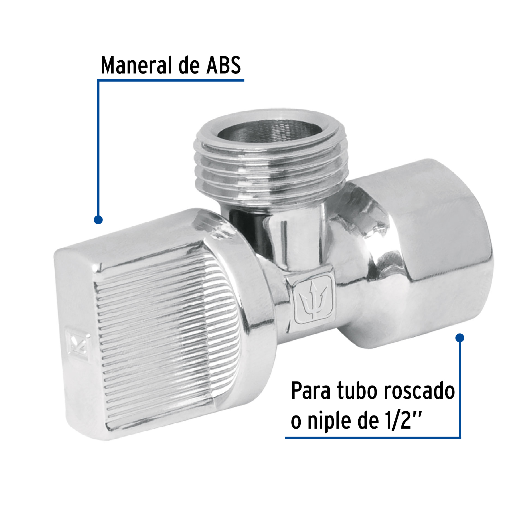 Llave angular 1/2" x 1/2", 1/4 de vuelta Foset - Imagen 2