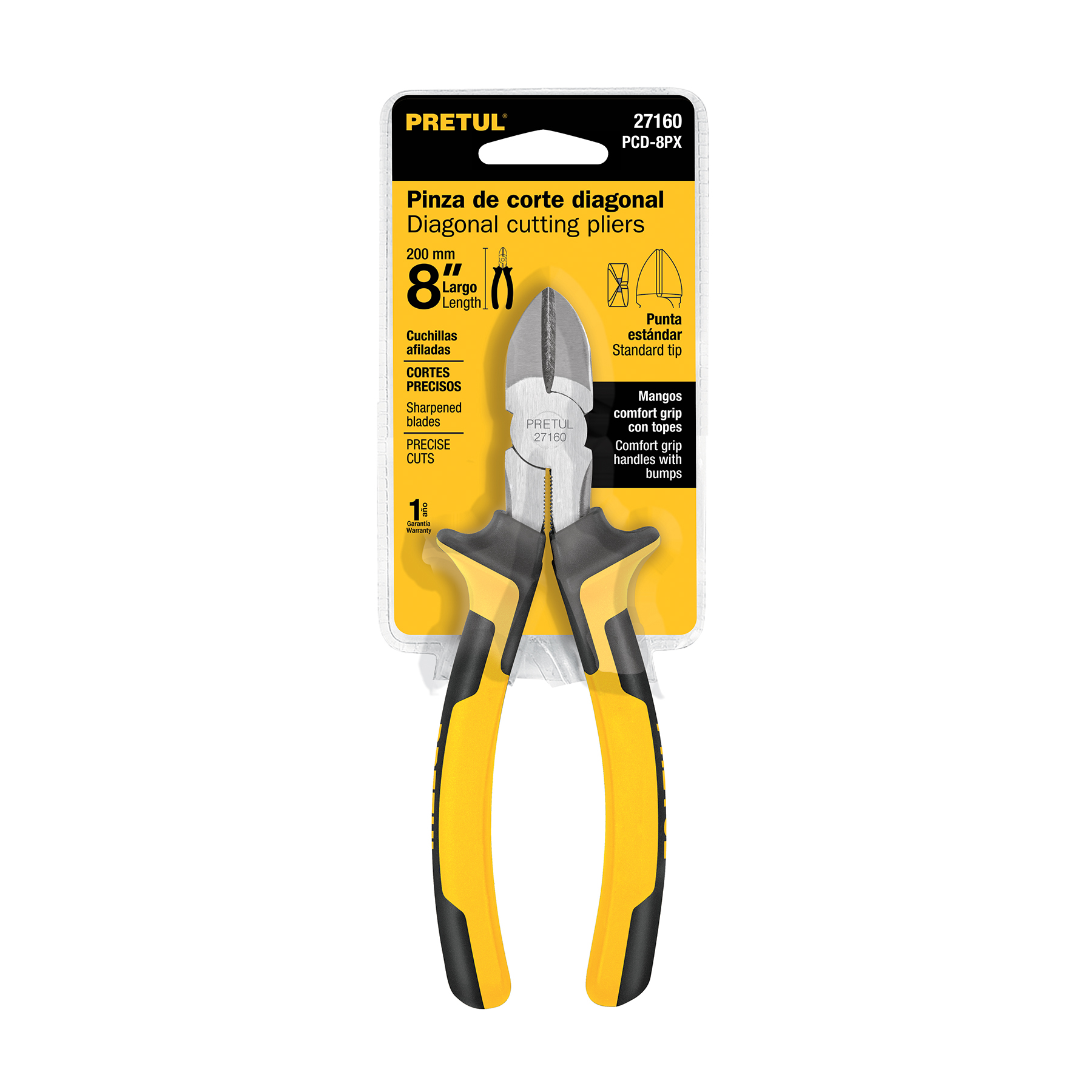 Pinza de corte diagonal 8" mango Comfort Grip Pretul - Imagen 4
