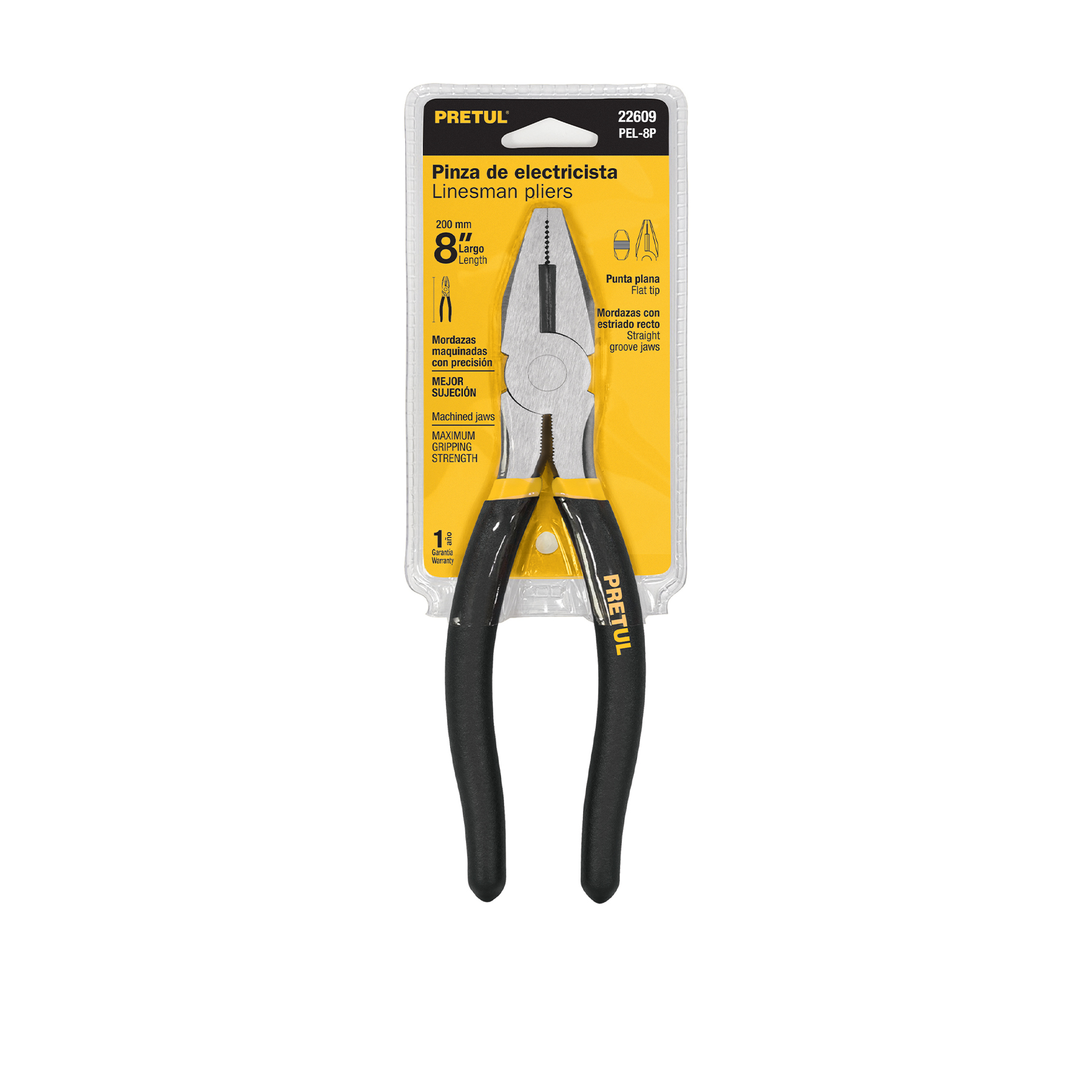 Pinza para electricista 8" mango de PVC Pretul - Imagen 2