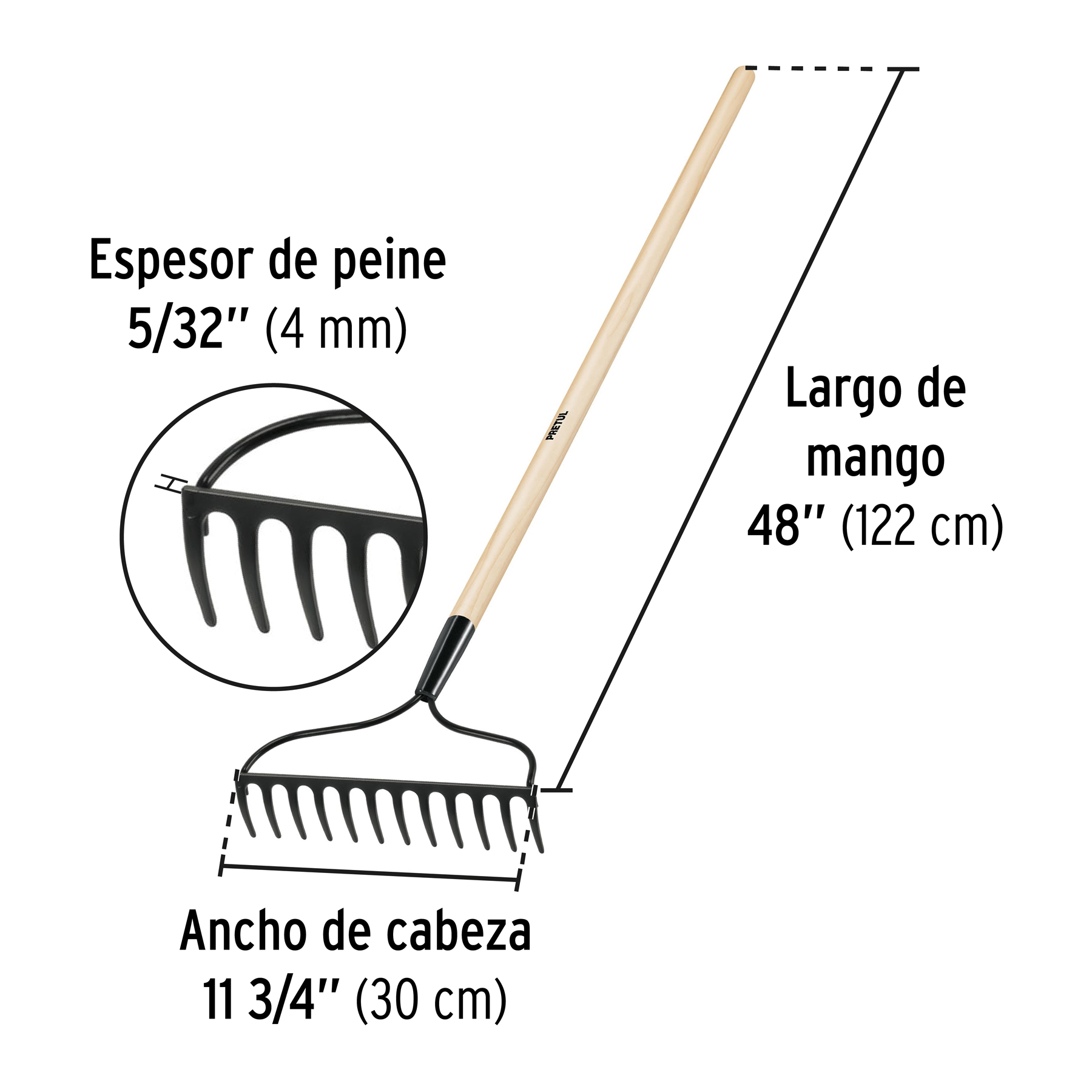 Rastrillo jardinero 12 dientes - Imagen 3