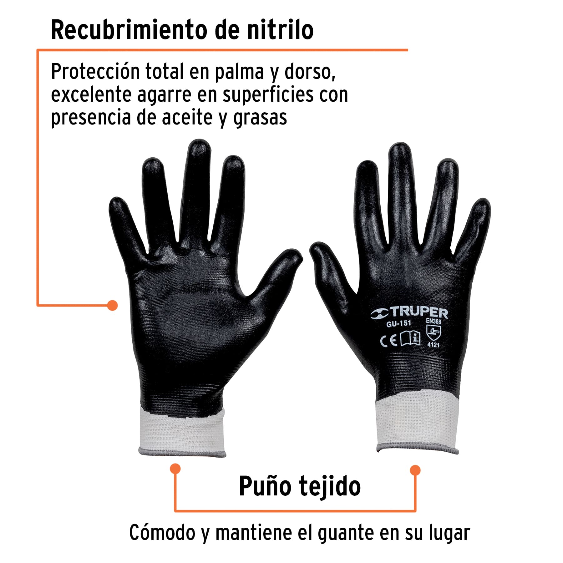 Guantes de poliéster con recubrimiento de nitrilo CH Truper - Imagen 4