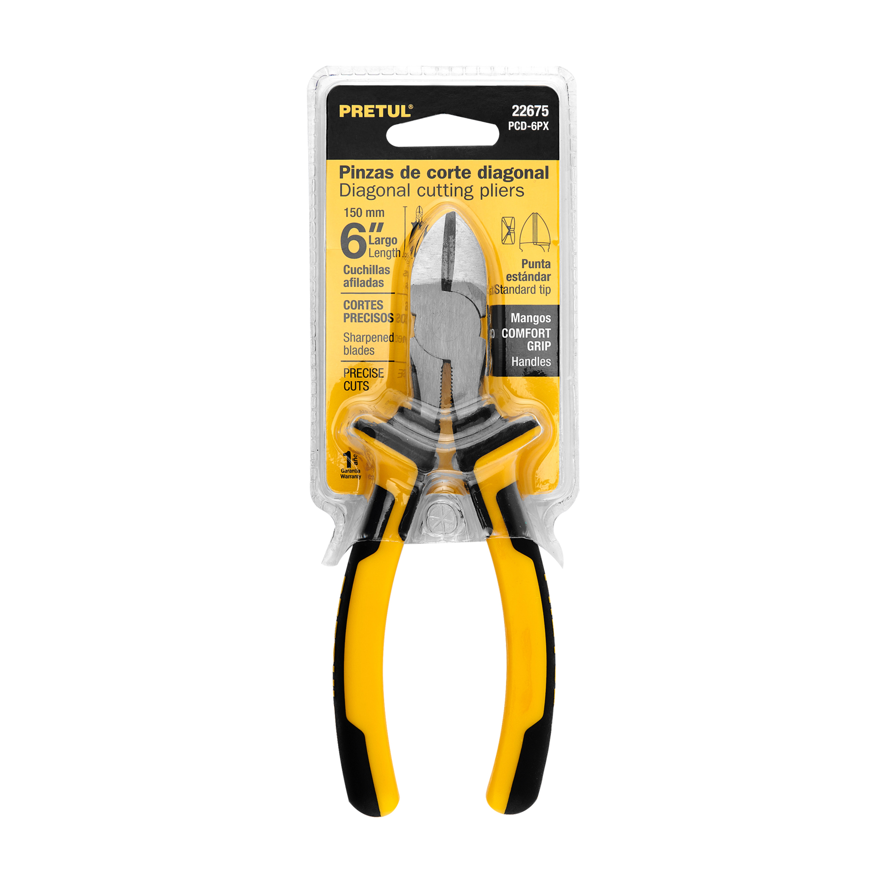 Pinza de corte diagonal 6" mango Comfort Grip Pretul - Imagen 2
