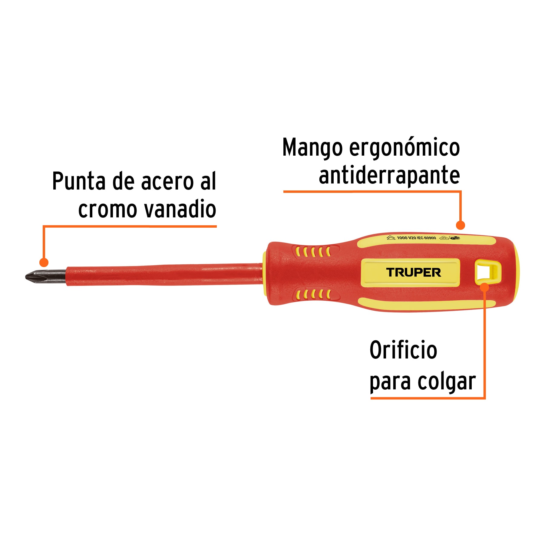 Desarmador dieléctrico de cruz 3/16" x 3" Truper - Imagen 3