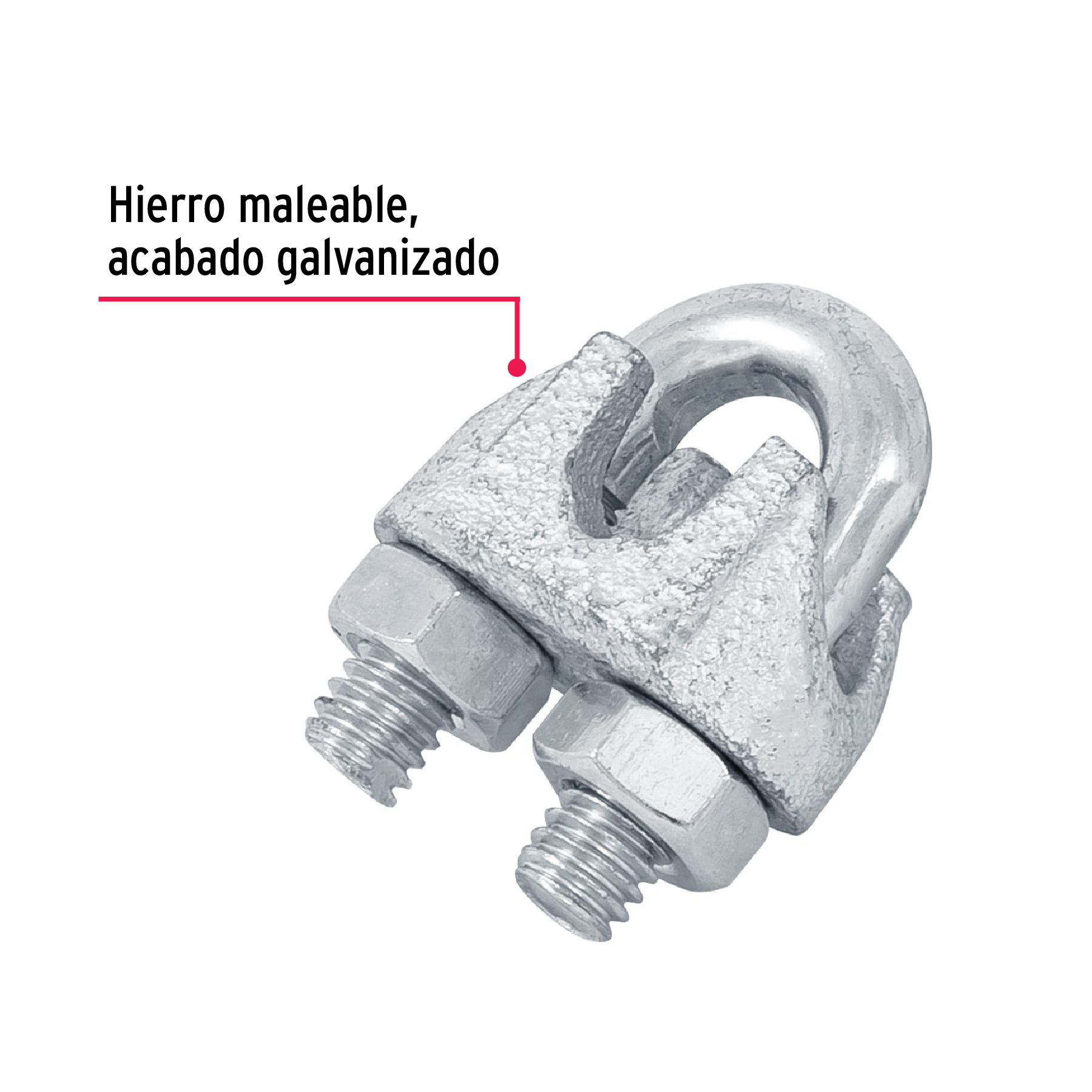 Blíster con 2 nudos de hierro p/cable de 5/16" - Imagen 3
