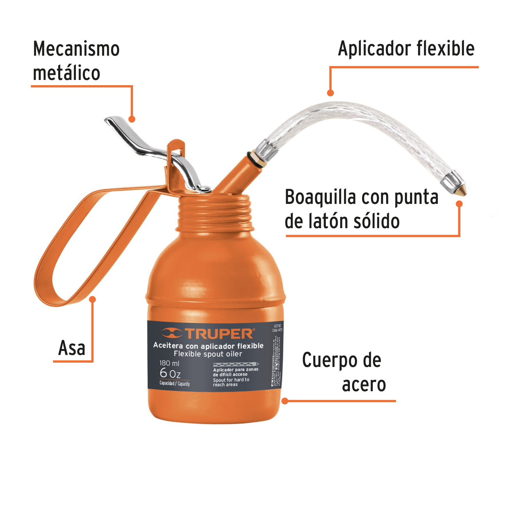 Aceitera de 180 ml (6 oz) con aplicador flexible - Imagen 2