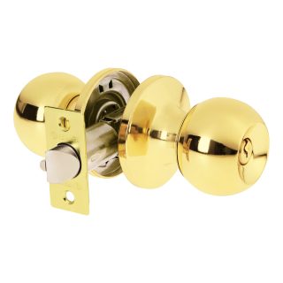 Cerradura esfera tubular p/recámara latón brillante Hermex