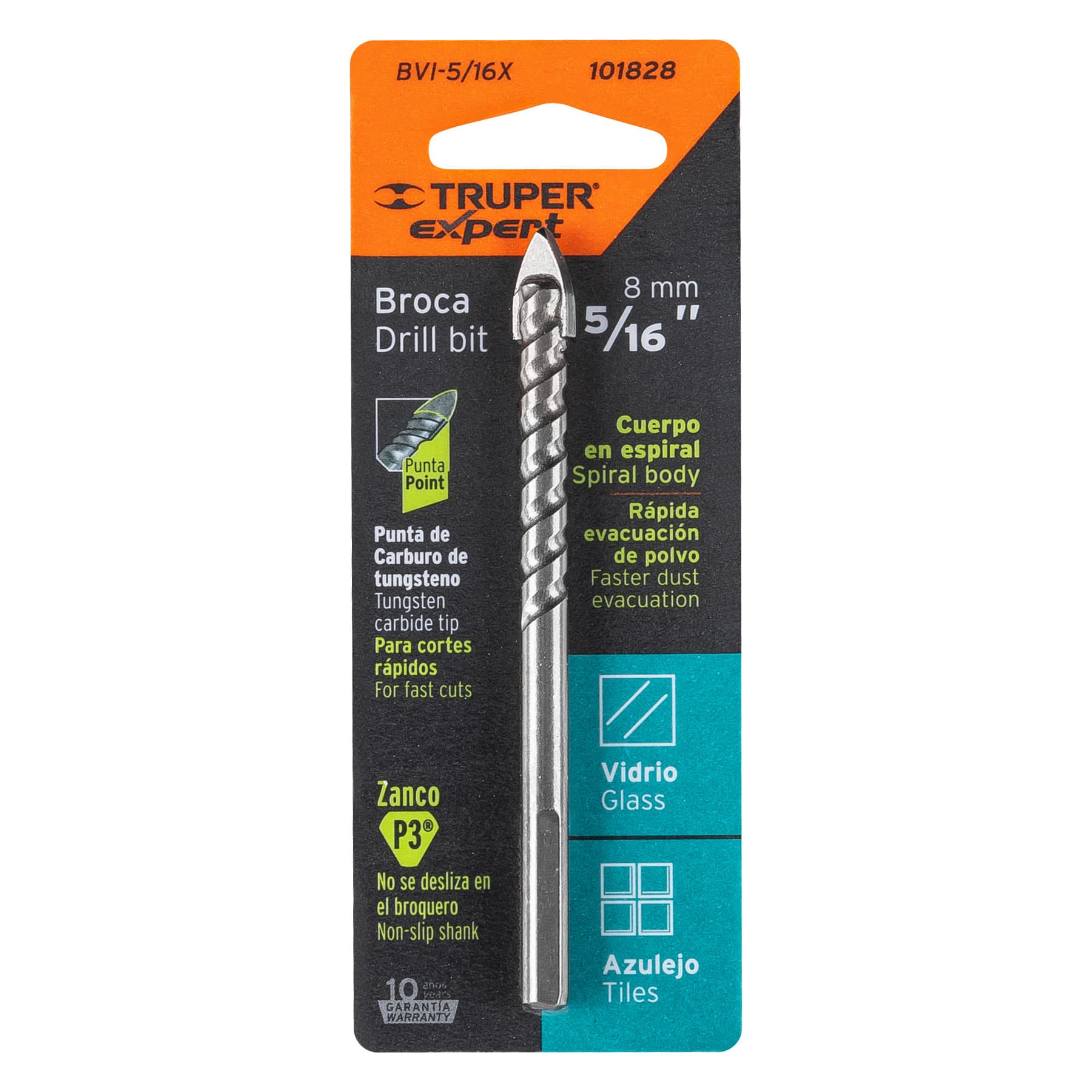 Broca para vidrio y azulejo 5/16" Truper Expert