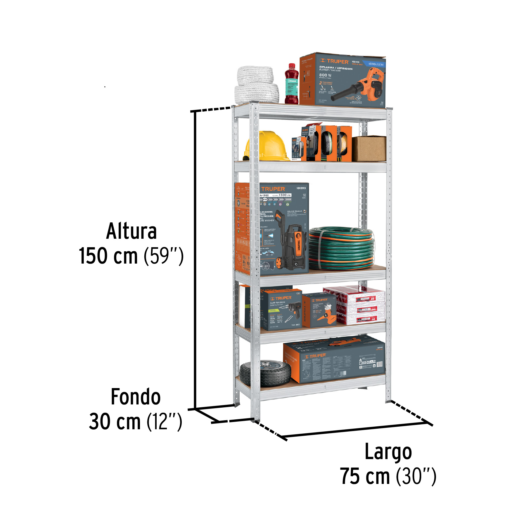 Estante metálico 5 repisas MDF cap. 77 lb PRETUL - Imagen 2