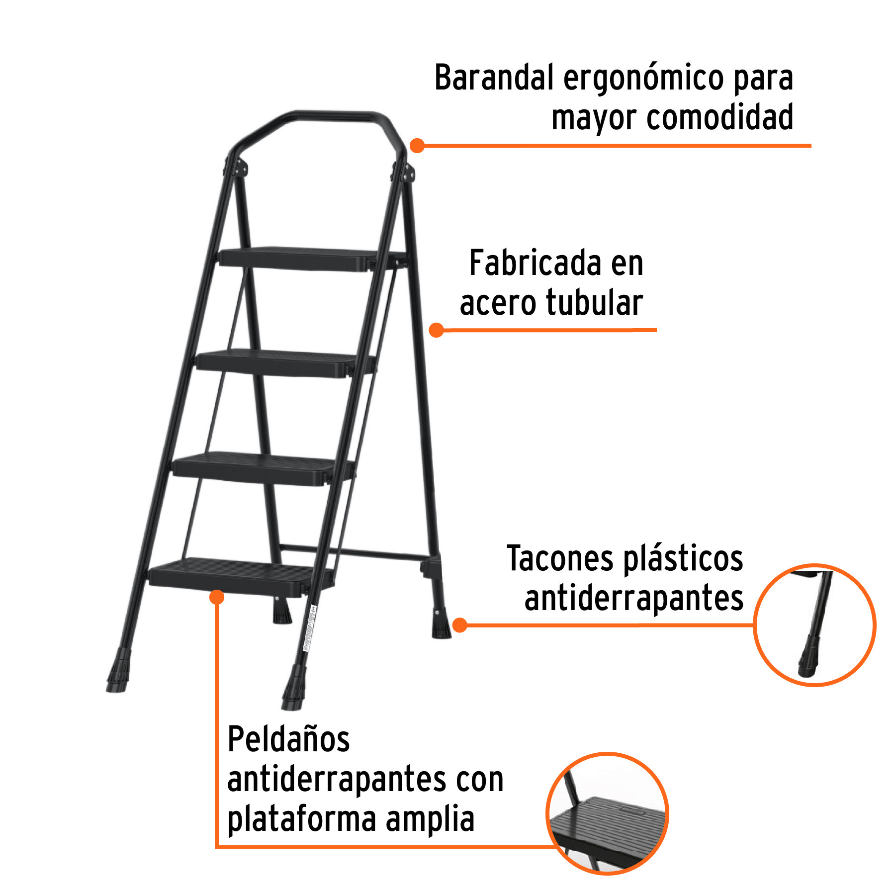 Escalera tubular plegable 4 peldaños Truper - Imagen 2