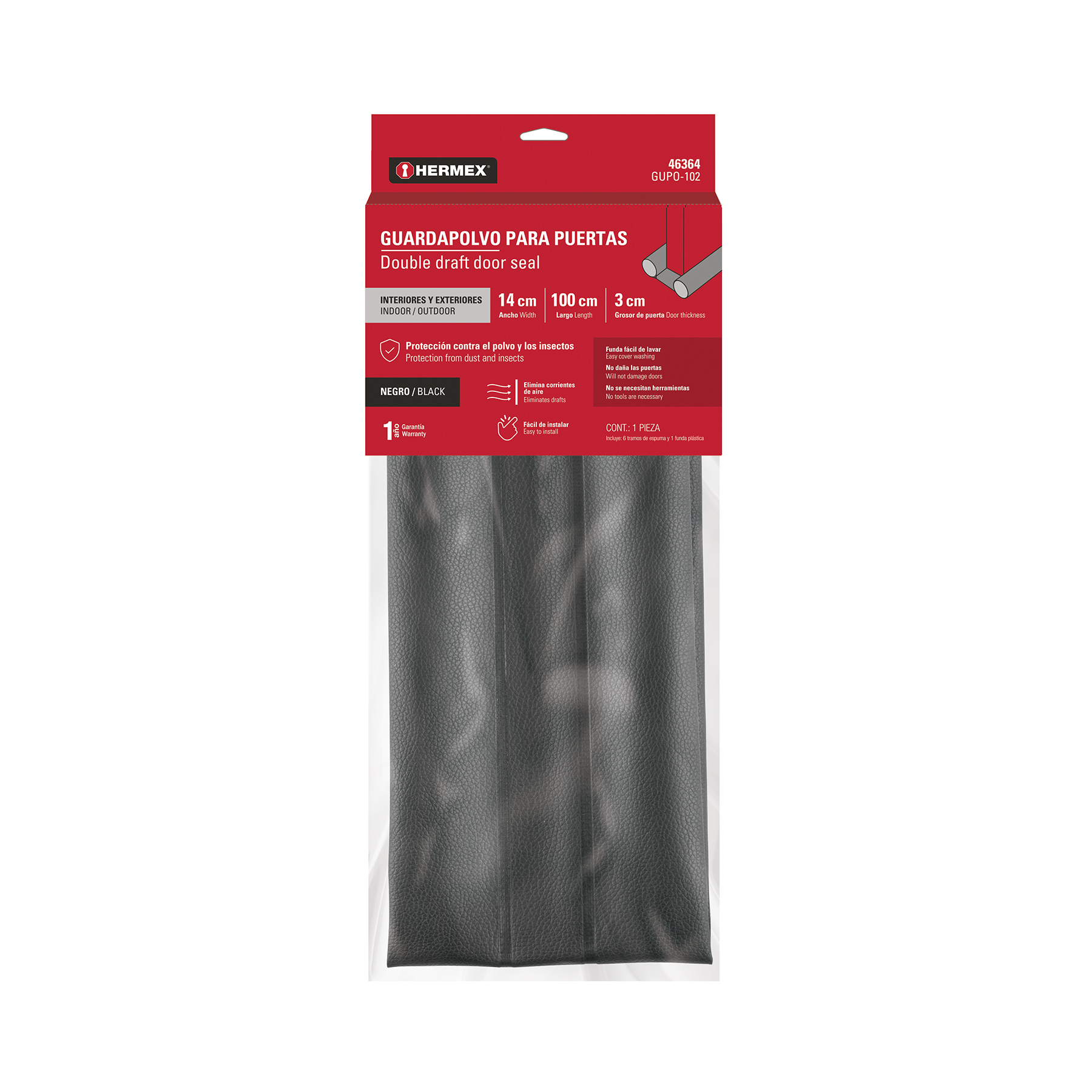 Guardapolvo con funda 95 cm negro Hermex - Imagen 2