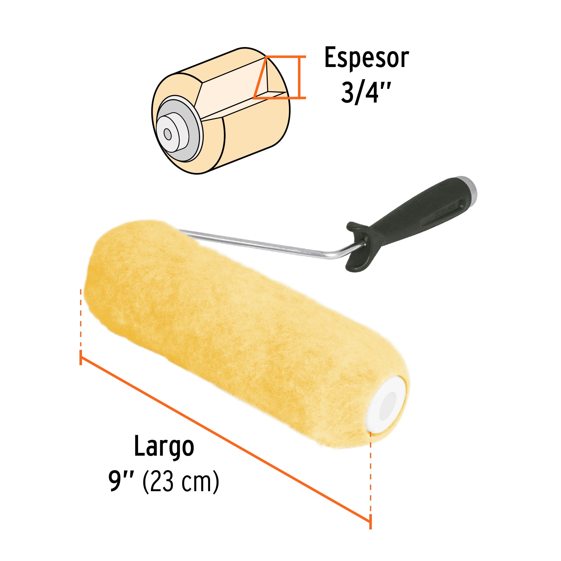 Rodillo para pintar 9" x 3/4" superficies rugosas Truper - Imagen 4