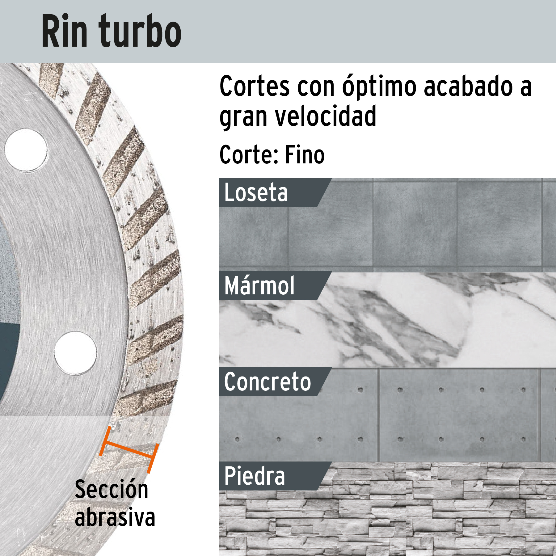 Disco de diamante de 4-1/2" x 2.2 mm rin turbo Truper - Imagen 3
