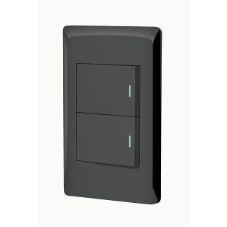 Placa armada negra 1 interruptor sencillo y 1 de 3 vías Lisboa