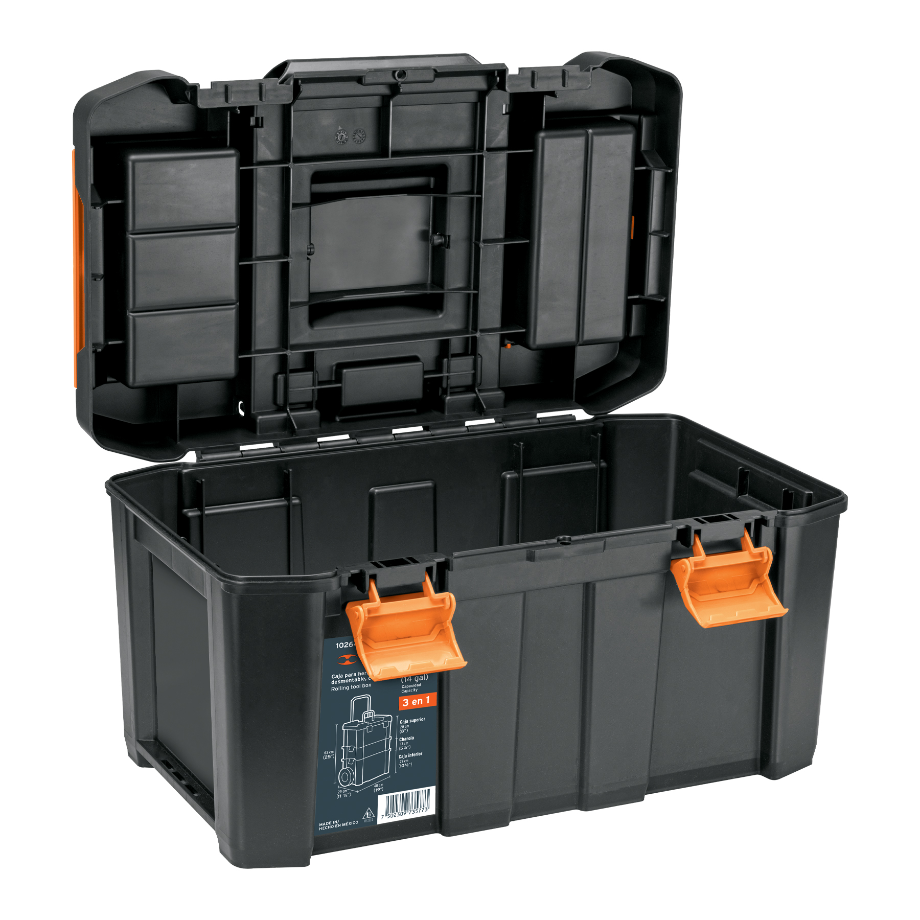 Caja para herramientas 19"x25" 3 en 1 desmontable con ruedas - Imagen 6