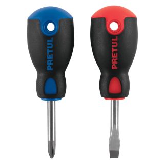 Dúo de desarmadores 1/4" x 1-1/2" mango Comfort Grip Pretul