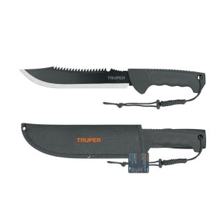 Machete doble filo 10" cacha inyectada con funda Truper
