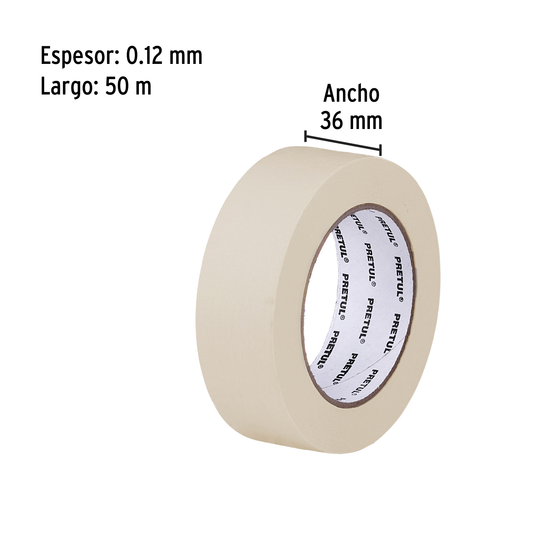 Cinta masking tape de 1-1/2" x 50 m Pretul - Imagen 2