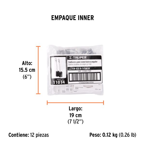 Bolsa con 2 carbones de repuesto para ESMA-4-1/2A10 TRUPER - Imagen 3