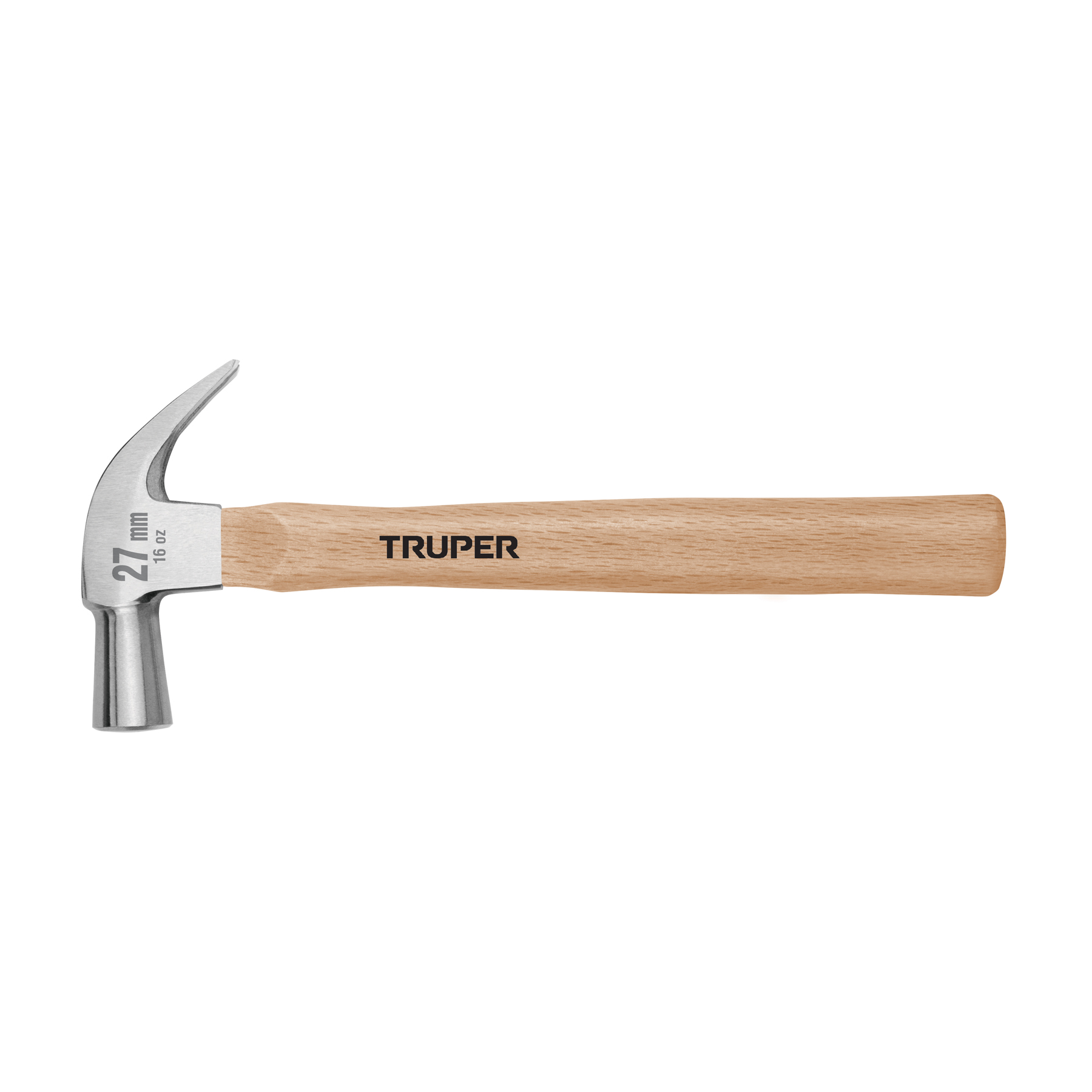 Martillo cabeza cónica 27 mm uña curva, mango madera TRUPER