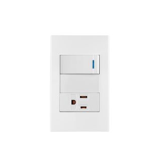 Placa armada 1 interruptor 1 contacto 1mod Española blanco