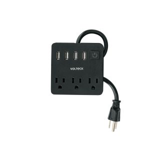 Multicontacto 16 AWG doméstico 3 entradas 4 ptos USB negro