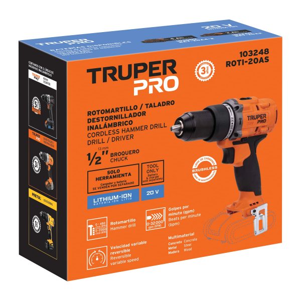 Rotomartillo 1/2" 20V sin accesorios TRUPER PRO - Imagen 4