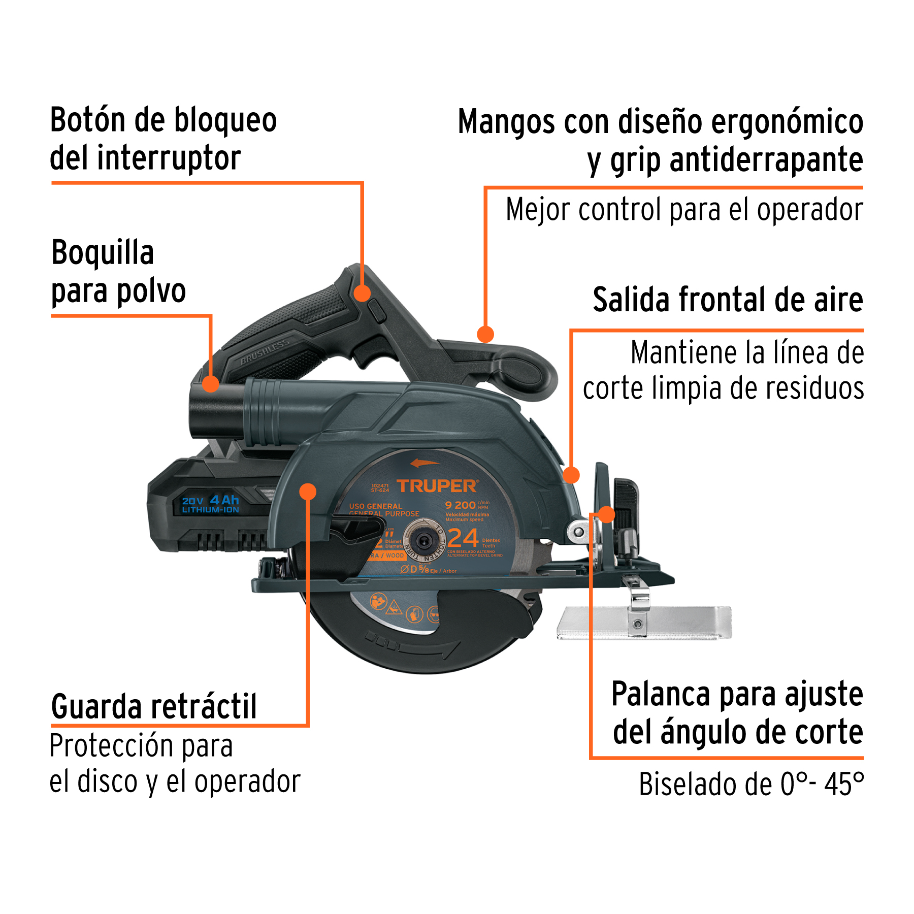 Sierra circular 6-1/2", 20V, 1 batería 4Ah, MAX - Imagen 3